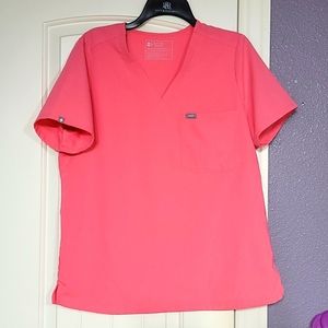 Neon pink figs scrub top